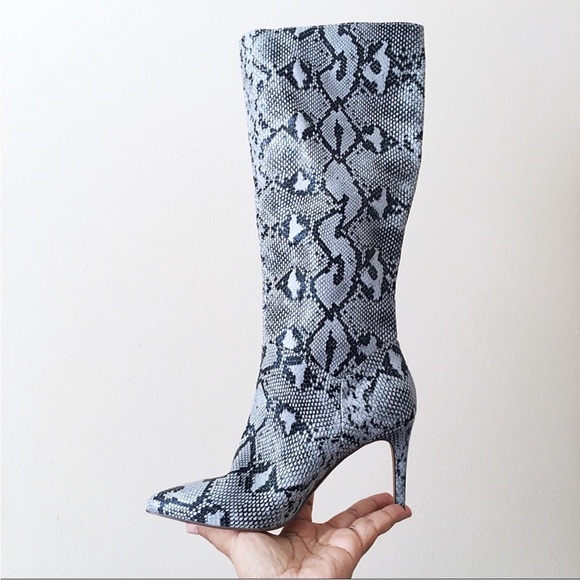 Steve Madden Kinga Blue Snakeskin Boots - Picture 3 of 5